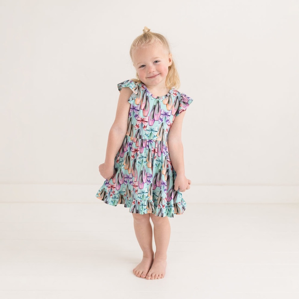 Posh Peanut Irina ruffled twirl dress girls size 5-6T
